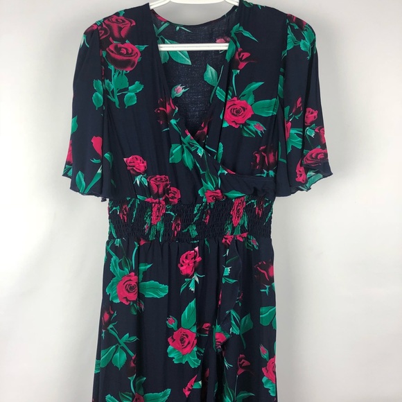 Women's Floral High Low V-Neck Long Maxi Dress - Picture 4 of 8
